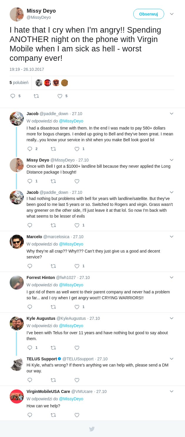 Social listening: TELUS wychwytuje klienta Virgin Mobile – przykład