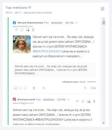 Dwa najbardziej popularne głosy w dyskusji to ten sam post Martyny Wojciechowskiej - najpierw na Facebooku, potem na Instagramie.